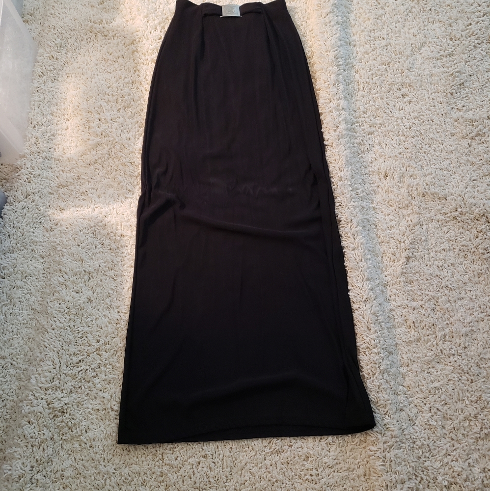 Black nylon maxi skirt
